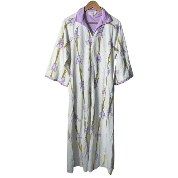 Christian Dior Vintage Iris Print House Dress Size Small - Picture 2 of 11